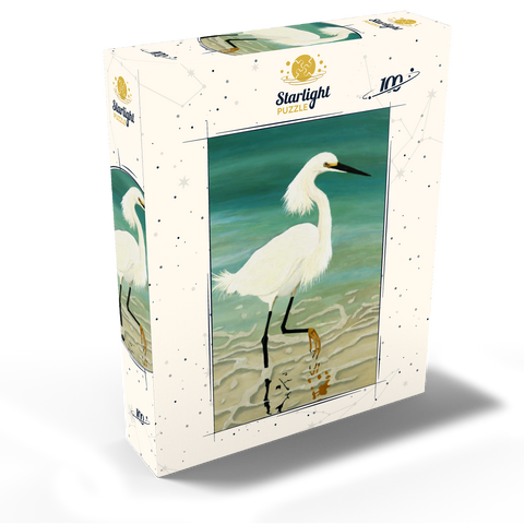 Snowy Egret Walking in Shallow Waters 100 Jigsaw Puzzle box view2