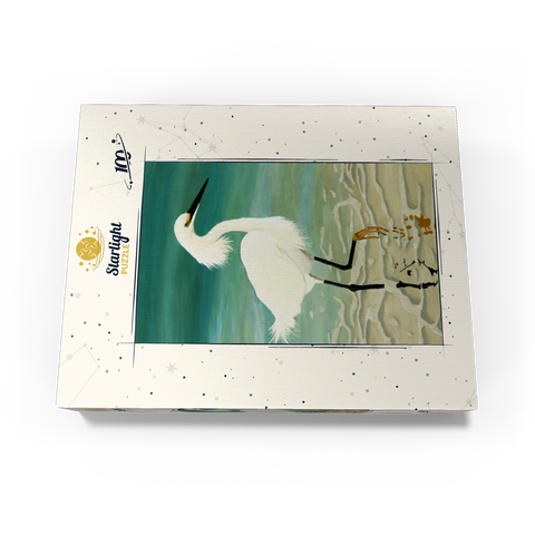 Snowy Egret Walking in Shallow Waters 100 Jigsaw Puzzle box view3