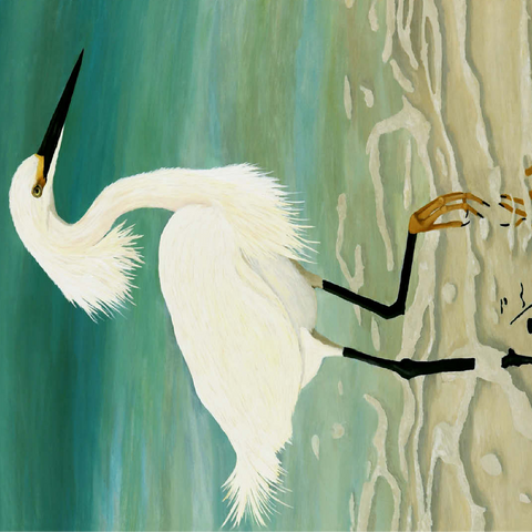 Snowy Egret Walking in Shallow Waters 100 Jigsaw Puzzle 3D Modell