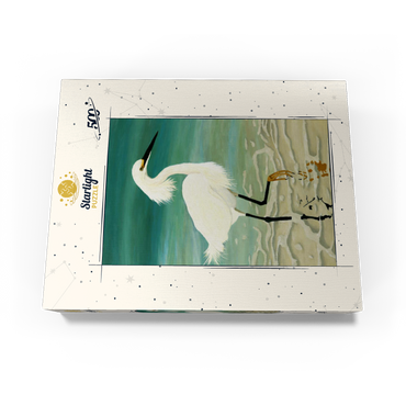 Snowy Egret Walking in Shallow Waters 500 Jigsaw Puzzle box view3