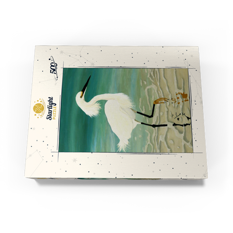 Snowy Egret Walking in Shallow Waters 500 Jigsaw Puzzle box view3