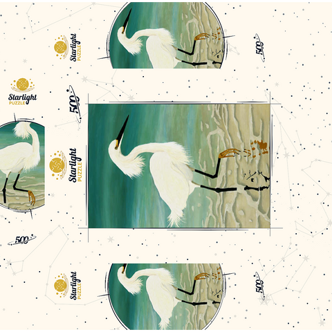 Snowy Egret Walking in Shallow Waters 500 Jigsaw Puzzle box 3D Modell