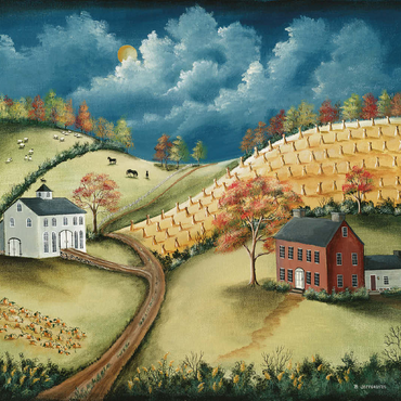 Rustic Countryside Farm in Folk Art Style 100 Jigsaw Puzzle 3D Modell