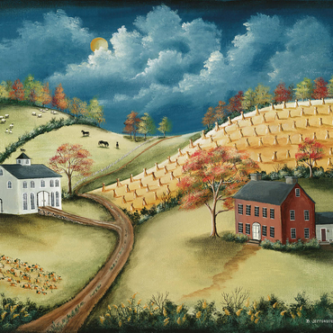 Rustic Countryside Farm in Folk Art Style 500 Jigsaw Puzzle 3D Modell