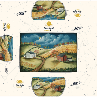 Rustic Countryside Farm in Folk Art Style 500 Jigsaw Puzzle box 3D Modell