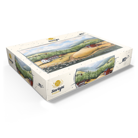 Scenic Countryside Farm in Folk Art Style 100 Jigsaw Puzzle box view1
