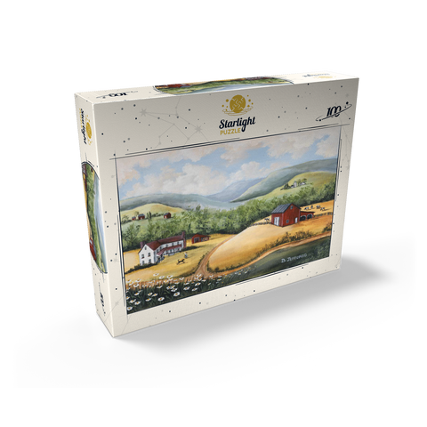 Scenic Countryside Farm in Folk Art Style 100 Jigsaw Puzzle box view2