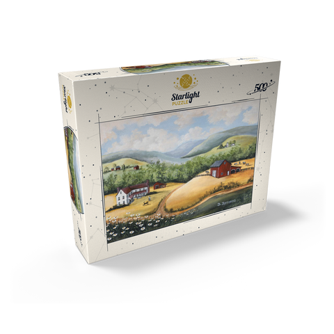 Scenic Countryside Farm in Folk Art Style 500 Jigsaw Puzzle box view2
