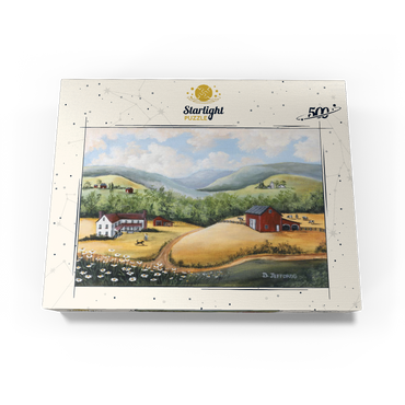 Scenic Countryside Farm in Folk Art Style 500 Jigsaw Puzzle box view3