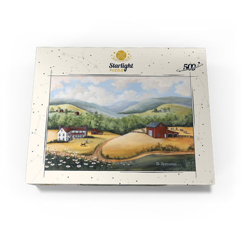 Scenic Countryside Farm in Folk Art Style 500 Jigsaw Puzzle box view3