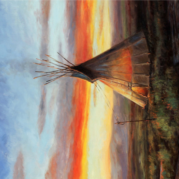 Lone Teepee at Sunset by the River 1000 Jigsaw Puzzle 3D Modell