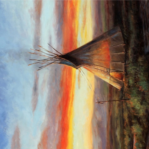 Lone Teepee at Sunset by the River 1000 Jigsaw Puzzle 3D Modell