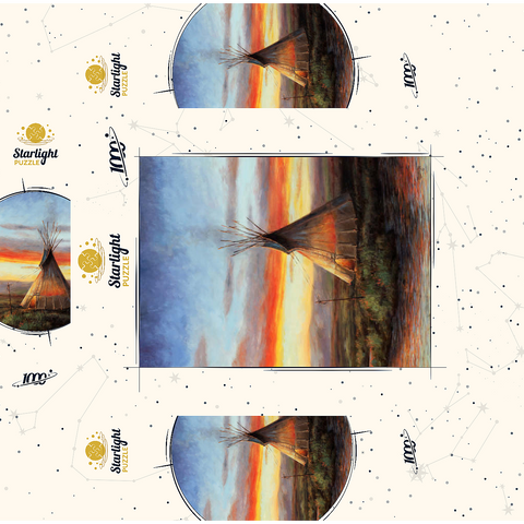 Lone Teepee at Sunset by the River 1000 Jigsaw Puzzle box 3D Modell