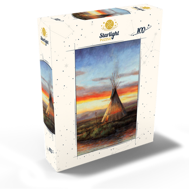 Lone Teepee at Sunset by the River 100 Jigsaw Puzzle box view2