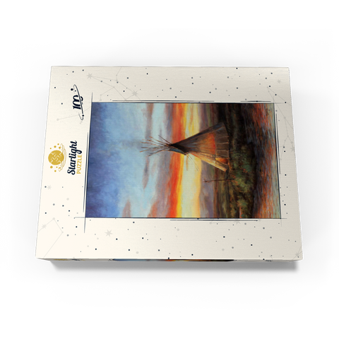 Lone Teepee at Sunset by the River 100 Jigsaw Puzzle box view3