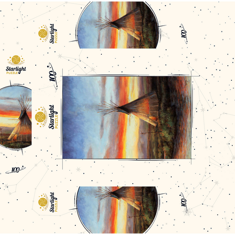 Lone Teepee at Sunset by the River 100 Jigsaw Puzzle box 3D Modell