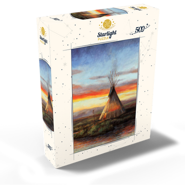 Lone Teepee at Sunset by the River 500 Jigsaw Puzzle box view2