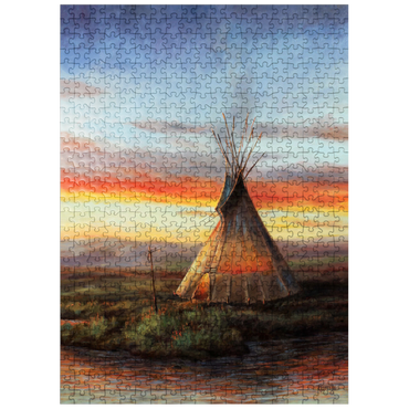 puzzleplate Lone Teepee at Sunset by the River 500 Jigsaw Puzzle
