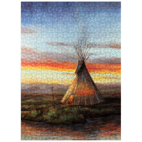 puzzleplate Lone Teepee at Sunset by the River 500 Jigsaw Puzzle