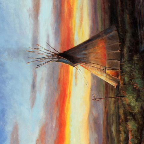 Lone Teepee at Sunset by the River 500 Jigsaw Puzzle 3D Modell