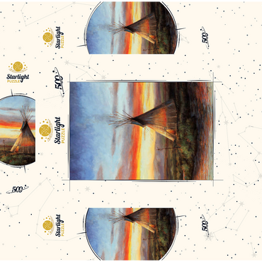 Lone Teepee at Sunset by the River 500 Jigsaw Puzzle box 3D Modell