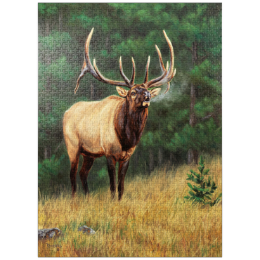 puzzleplate Majestic Bull Elk in Forest Clearing 1000 Jigsaw Puzzle