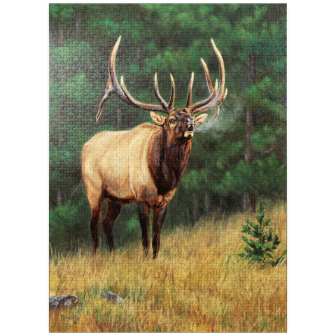 puzzleplate Majestic Bull Elk in Forest Clearing 1000 Jigsaw Puzzle