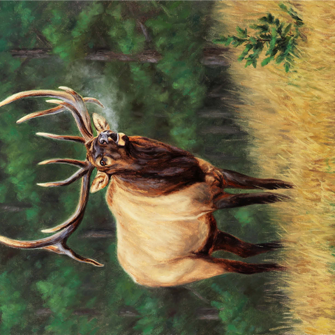 Majestic Bull Elk in Forest Clearing 1000 Jigsaw Puzzle 3D Modell