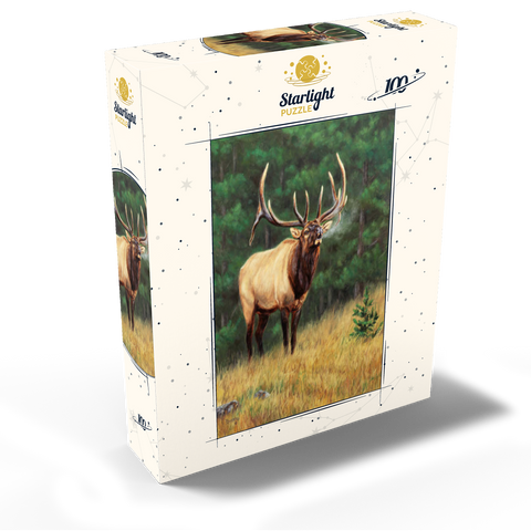 Majestic Bull Elk in Forest Clearing 100 Jigsaw Puzzle box view2