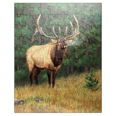puzzleplate Majestic Bull Elk in Forest Clearing 100 Jigsaw Puzzle