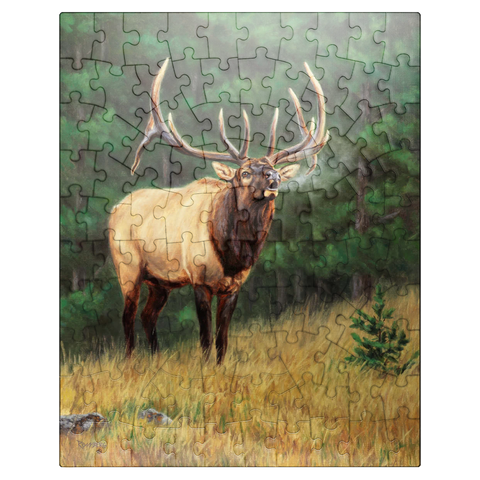 puzzleplate Majestic Bull Elk in Forest Clearing 100 Jigsaw Puzzle