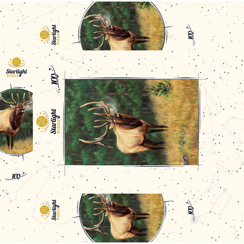 Majestic Bull Elk in Forest Clearing 100 Jigsaw Puzzle box 3D Modell