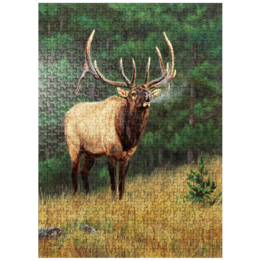 puzzleplate Majestic Bull Elk in Forest Clearing 500 Jigsaw Puzzle