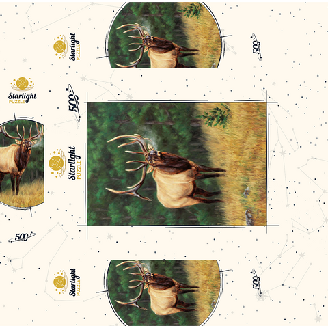 Majestic Bull Elk in Forest Clearing 500 Jigsaw Puzzle box 3D Modell