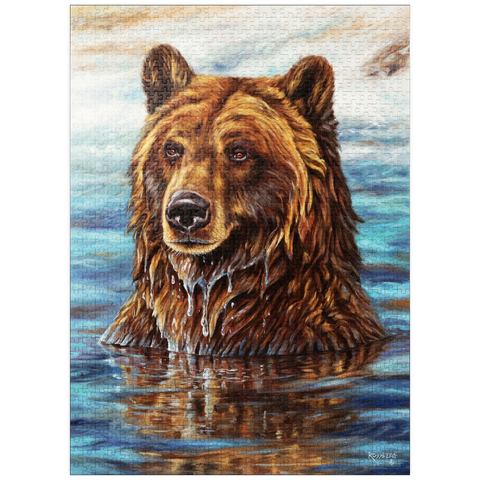 puzzleplate Grizzly Bear Emerging from Water 1000 Jigsaw Puzzle