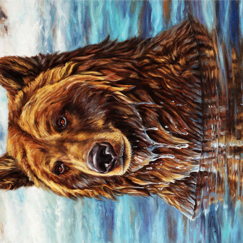 Grizzly Bear Emerging from Water 1000 Jigsaw Puzzle 3D Modell