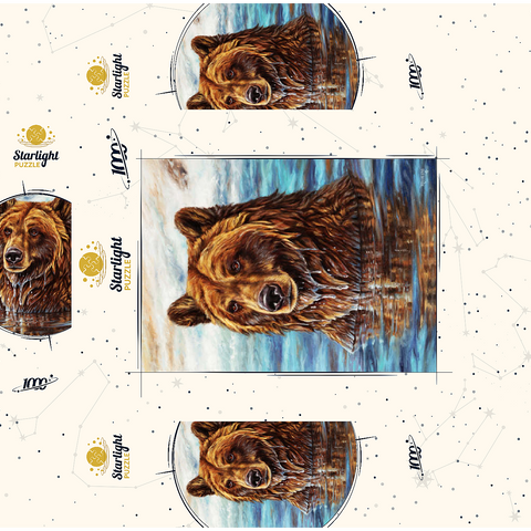 Grizzly Bear Emerging from Water 1000 Jigsaw Puzzle box 3D Modell