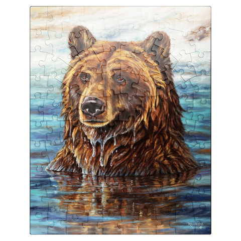 puzzleplate Grizzly Bear Emerging from Water 100 Jigsaw Puzzle