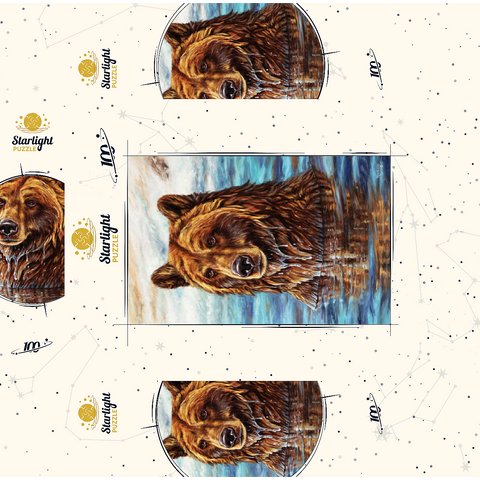 Grizzly Bear Emerging from Water 100 Jigsaw Puzzle box 3D Modell