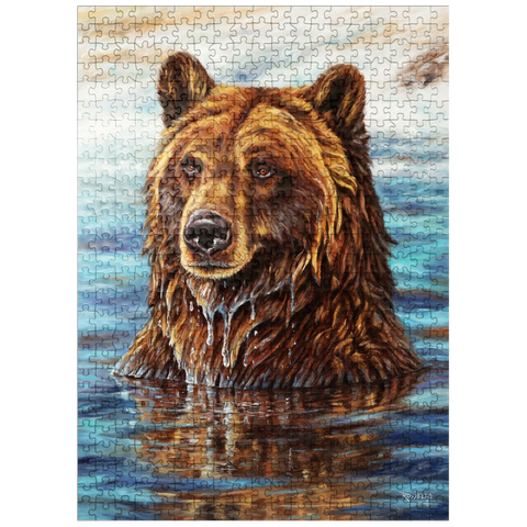 puzzleplate Grizzly Bear Emerging from Water 500 Jigsaw Puzzle