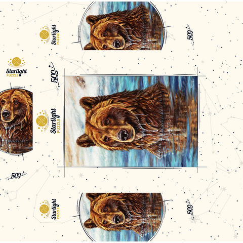Grizzly Bear Emerging from Water 500 Jigsaw Puzzle box 3D Modell