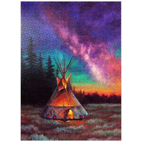 puzzleplate Illuminated Teepee Under Starry Night Sky 1000 Jigsaw Puzzle