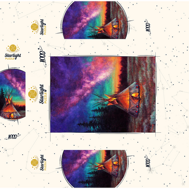 Illuminated Teepee Under Starry Night Sky 1000 Jigsaw Puzzle box 3D Modell