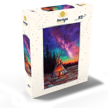 Illuminated Teepee Under Starry Night Sky 100 Jigsaw Puzzle box view2