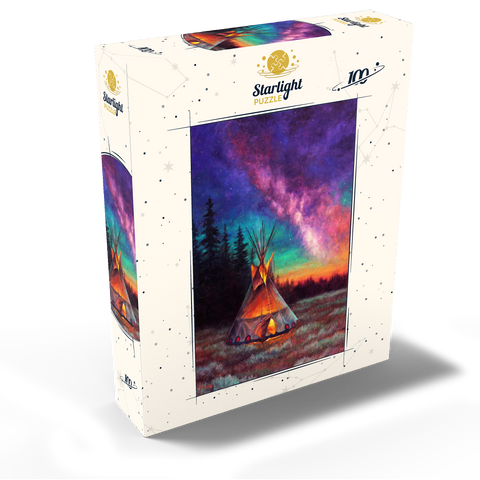 Illuminated Teepee Under Starry Night Sky 100 Jigsaw Puzzle box view2