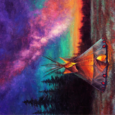 Illuminated Teepee Under Starry Night Sky 100 Jigsaw Puzzle 3D Modell