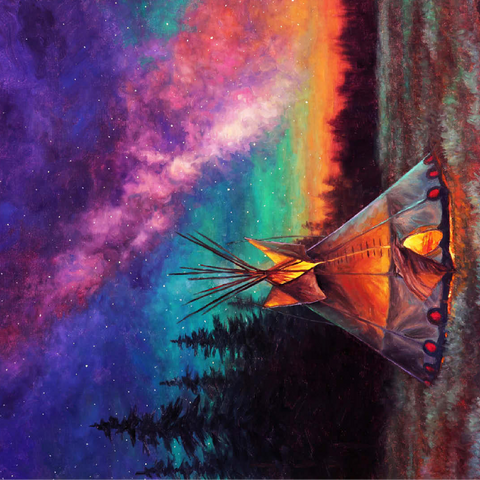 Illuminated Teepee Under Starry Night Sky 100 Jigsaw Puzzle 3D Modell