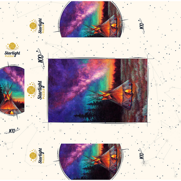 Illuminated Teepee Under Starry Night Sky 100 Jigsaw Puzzle box 3D Modell