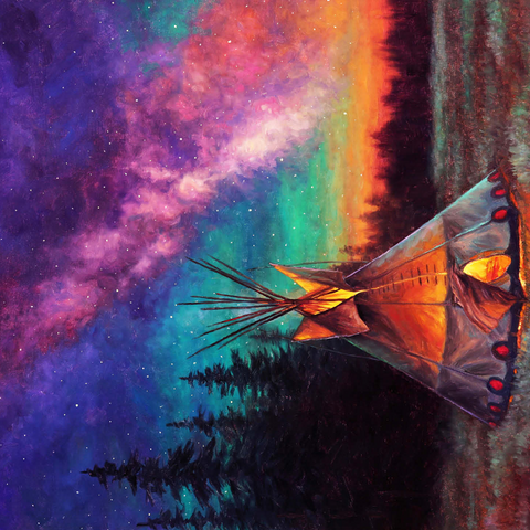 Illuminated Teepee Under Starry Night Sky 500 Jigsaw Puzzle 3D Modell