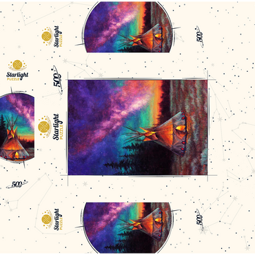 Illuminated Teepee Under Starry Night Sky 500 Jigsaw Puzzle box 3D Modell